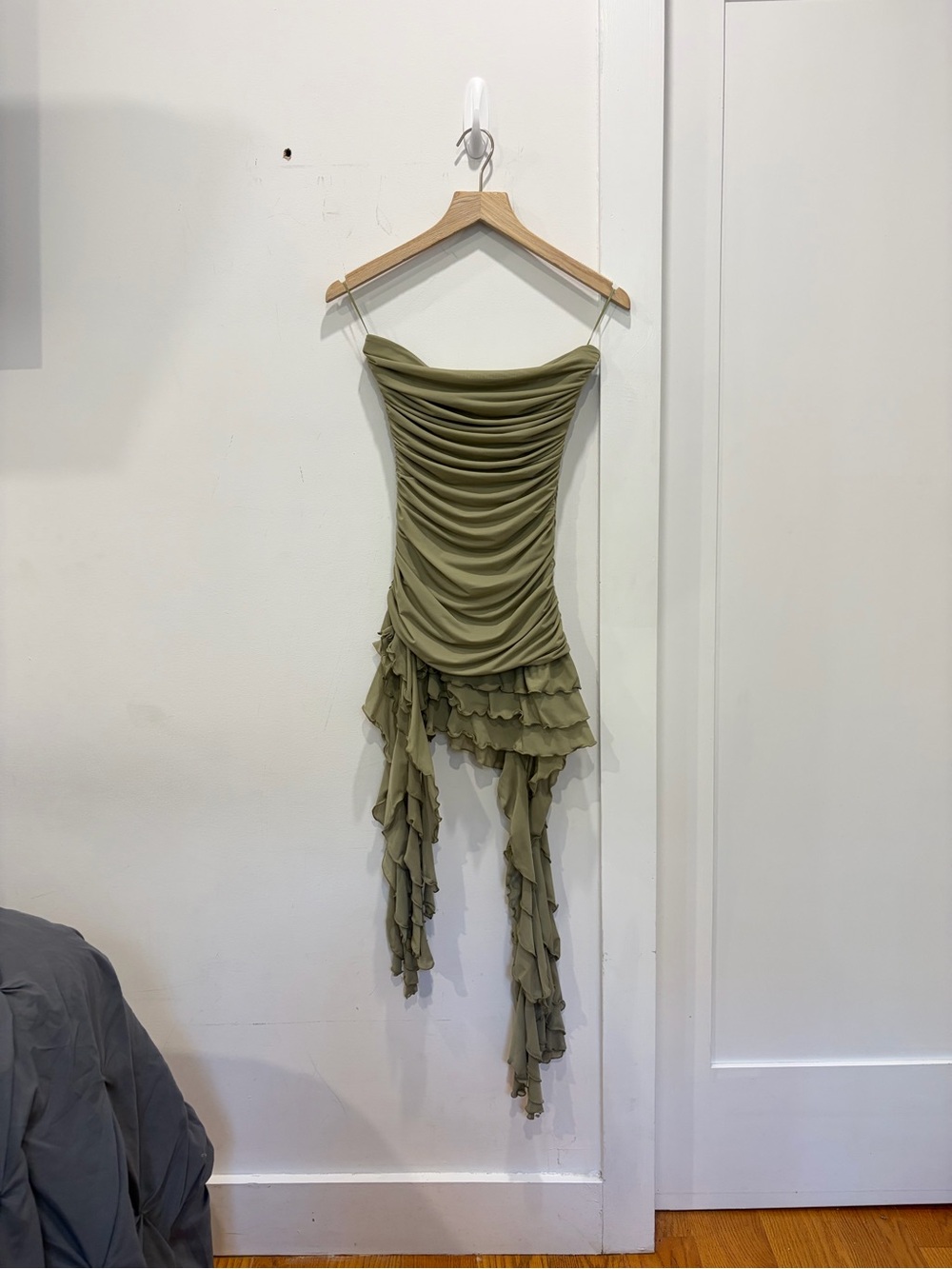 Ronny Kobo Ginara Ruched Ruffled Strapless Minidress
